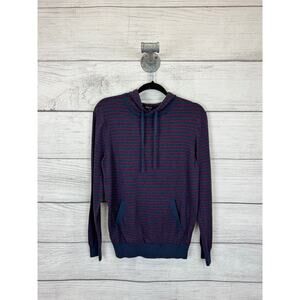 Hawker Rye Men's Navy & Red Stripe Knit Hooded Pullover Size Small